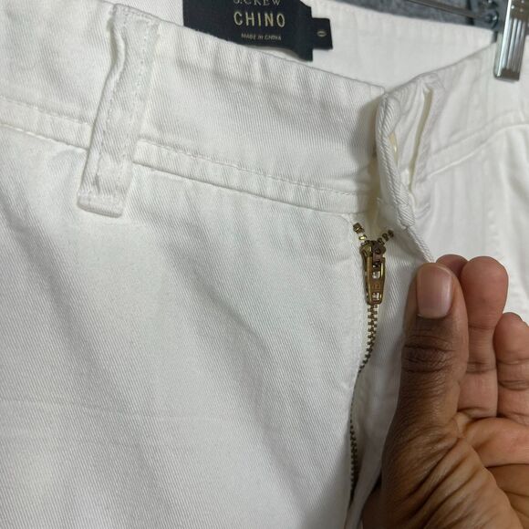 J.Crew Chino Cropped Pants White Rolled Cuffs 100% Cotton Zip Fly - Picture 16 of 16